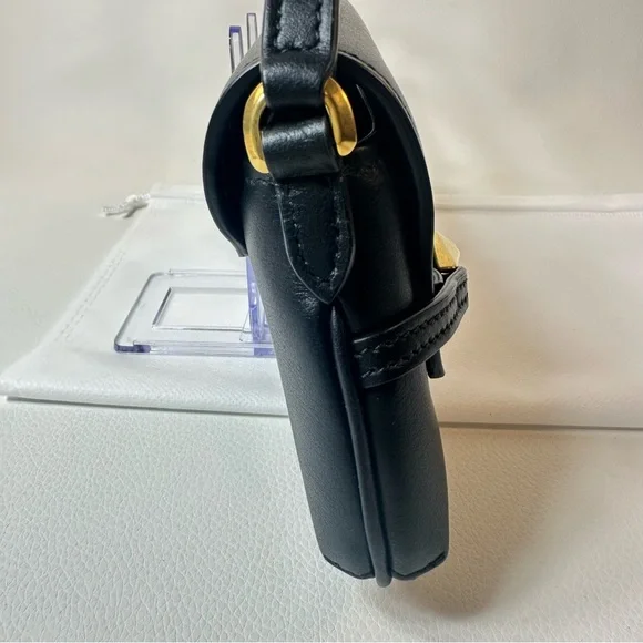 NEW JIMMY CHOO EAST WEST LEATHER SHOULDER BAG BLACK GOLD - Picture 13 of 16